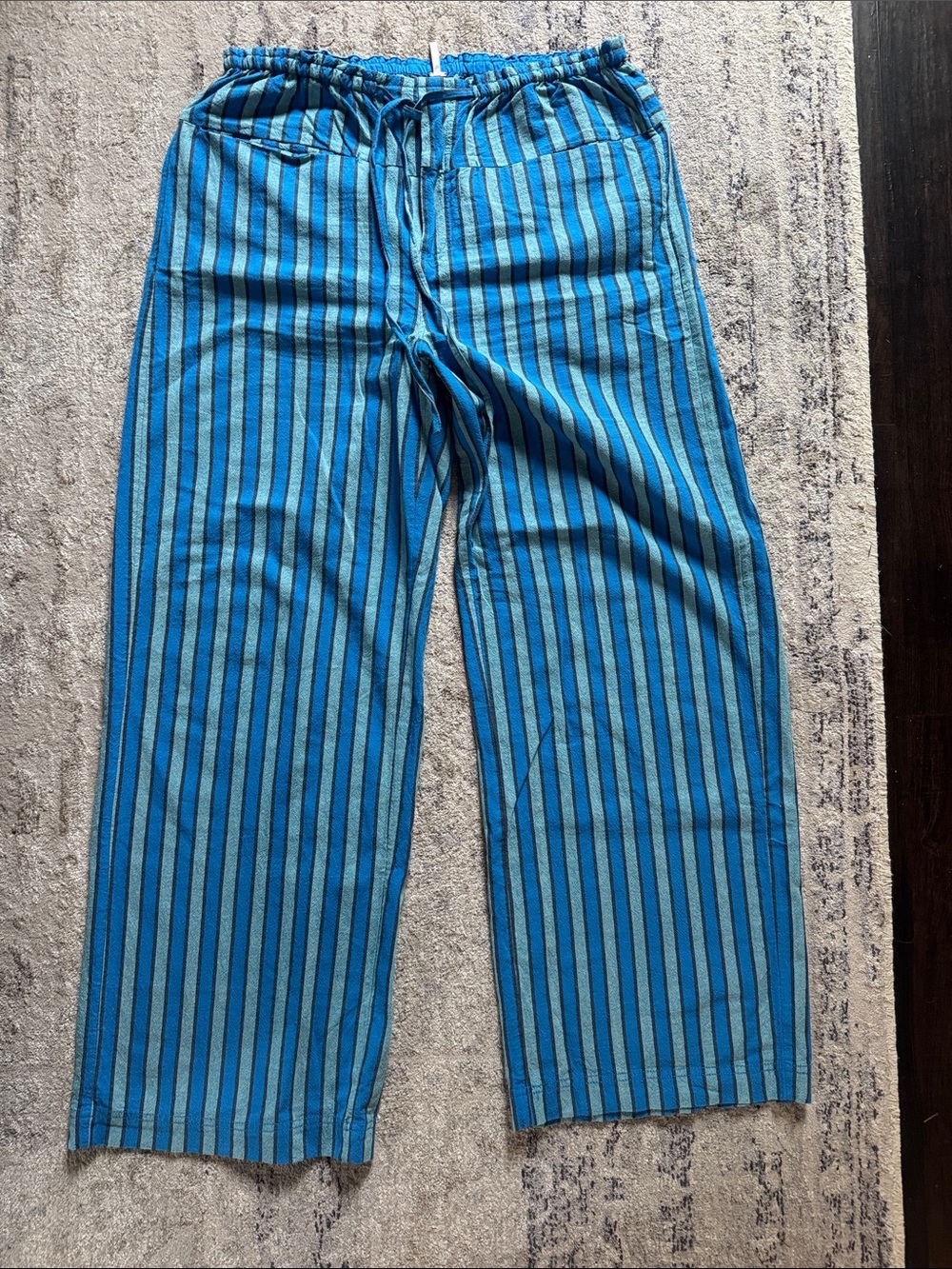 Free People Blue Striped Wide Leg Pants